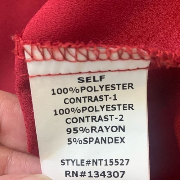 Lumiere Red mixed material long sleeve top - Picture 9 of 11